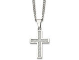 Mens Stainless Steel Cross Pendant Necklace with Chain (20 Inches)